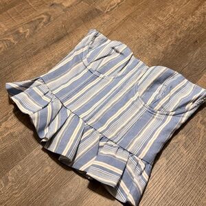 Blue Stripe Peplum Corset Style Top Medium